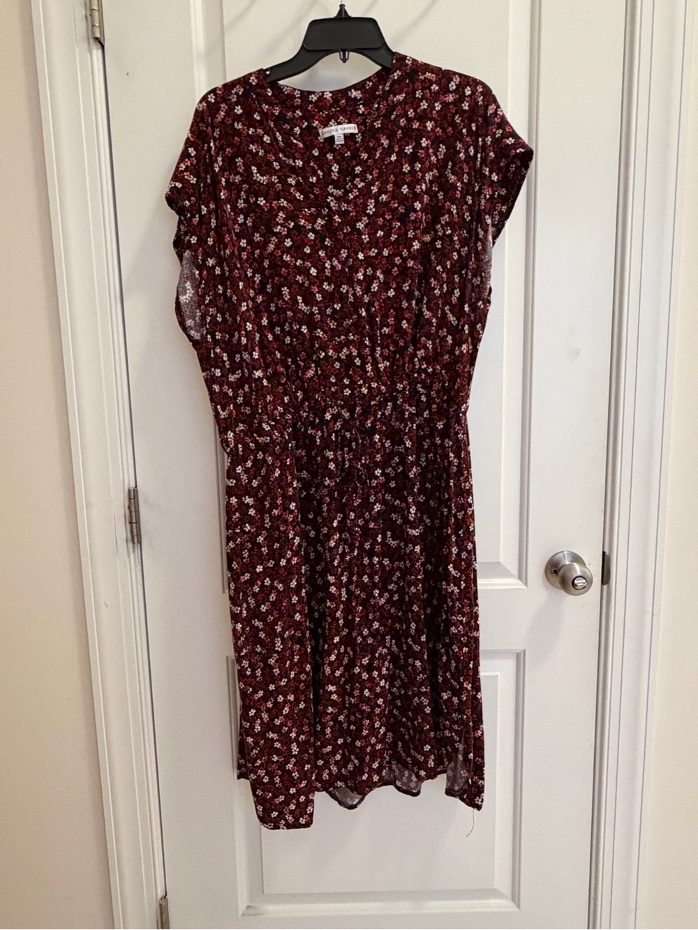 Sandra Darren Burgundy Floral Midi Dress